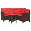 vidaXL Set di divani da esterno 2 pcs Marrone e Rosso polyrattan