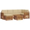 vidaXL Set divani 7 pcs Naturale e Beige Legno di Acacia Massello
