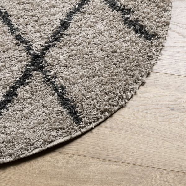 vidaXL Tappeto Shaggy PAMPLONA a Pelo Lungo Beige e Antracite Ø 240 cm