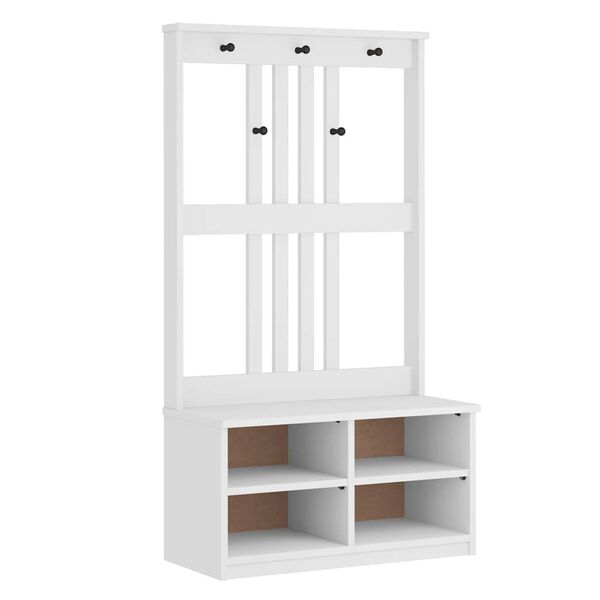 vidaXL Albero da Ingresso SANDNES Bianco 87x40x159,5 cm Legno di Pino