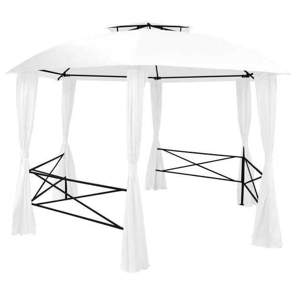 vidaXL Gazebo da Giardino con Tende 360x312x265 cm Bianco 180 g/m²