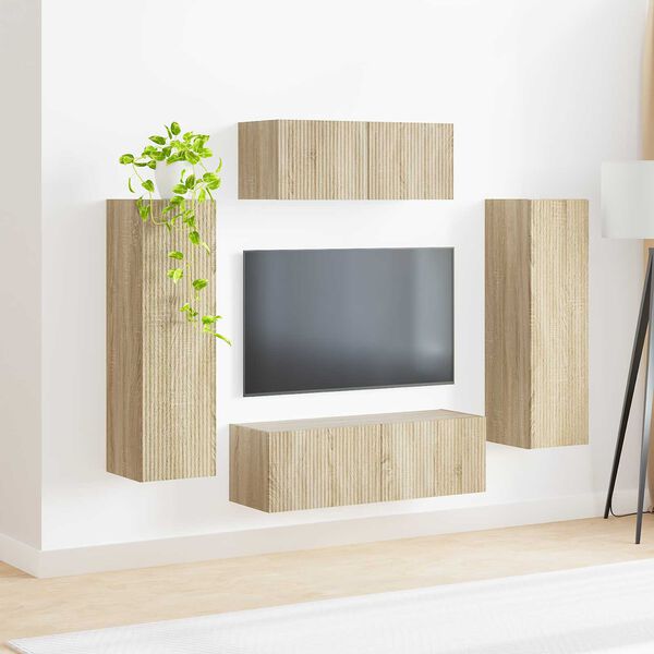 vidaXL Set mobile TV 3 pcs Rovere Sonoma Legno multistrato