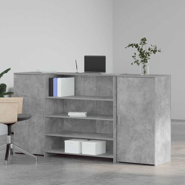 vidaXL Banco Reception Grigio Cemento 200x50x103,5cm Legno Multistrato