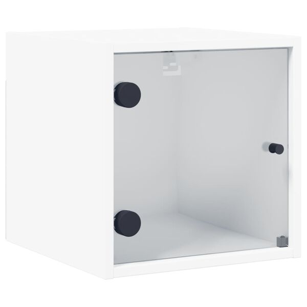 vidaXL Comodino con Anta in Vetro Bianco 35x37x35 cm