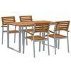 vidaXL Set da Pranzo per Giardino 5 pz Grigio Legno di Acacia Massello