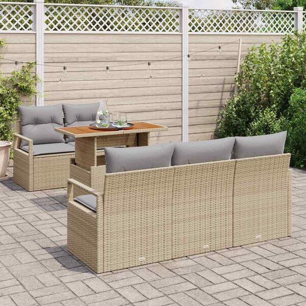 vidaXL Set Divano da Giardino con cuscino 6 pcs beige e grigio chiaro