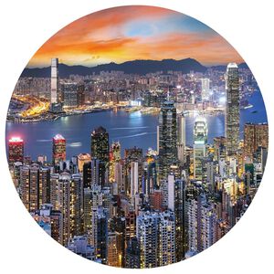 WallArt Carta da Parati Circolare Skyline by Night 190 cm