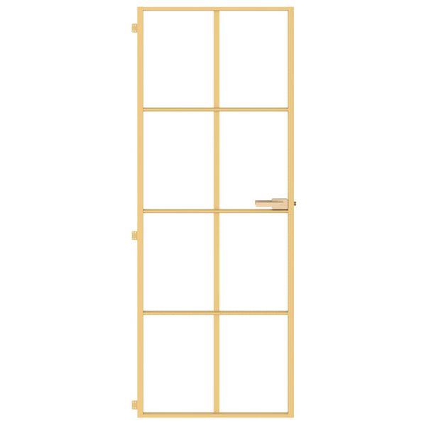 vidaXL Porta Interni Sottile Oro 76x201,5cm Vetro Temperato Alluminio