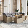 vidaXL Set Divani da Giardino 7 pz con Cuscini Beige in Polyrattan