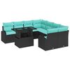 vidaXL Set Divano da Giardino 9 pz Nero Rattan in Polipropilene