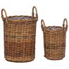 vidaXL Cesto per Piante con archiviazione 2 pcs Marrone Rattan Kubu