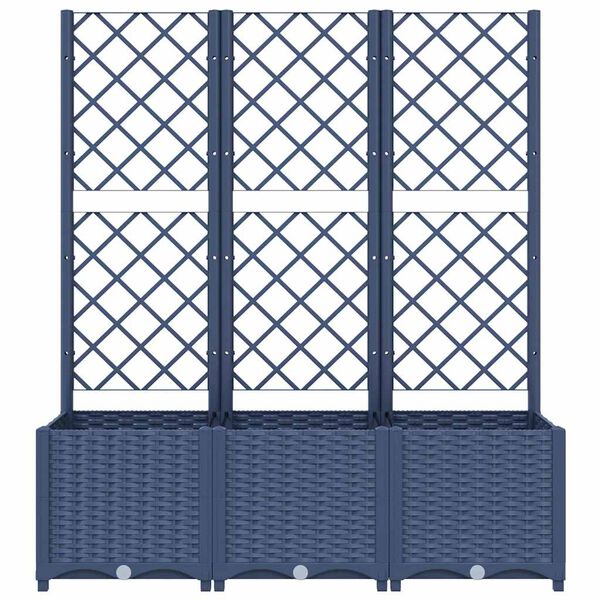 vidaXL Fioriera da Giardino con Graticcio Grigio Blu 120x40x136 cm PP
