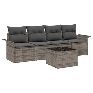 vidaXL Set di divani con cuscino 5 pcs Grigio polyrattan