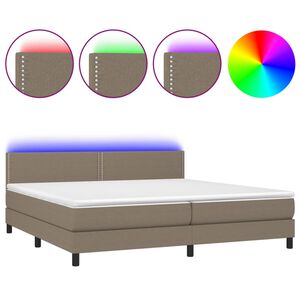 vidaXL Letto a Molle Materasso e LED tortora 200x200cm in Tessuto
