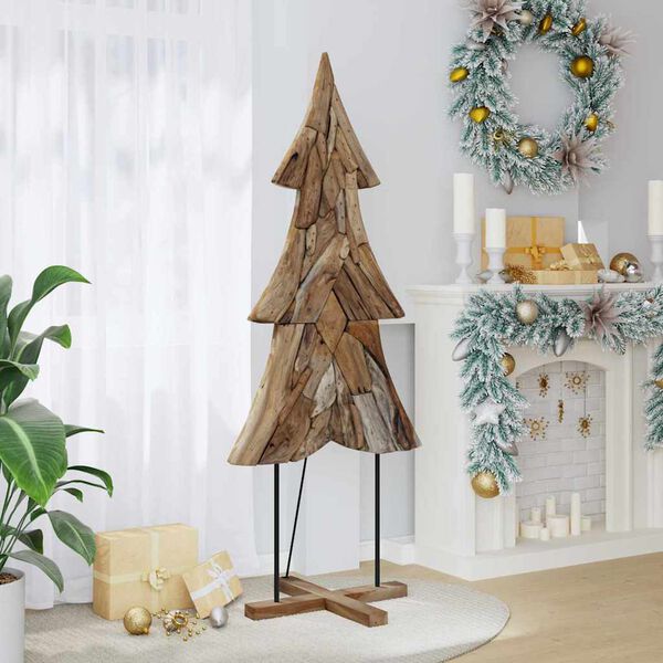 vidaXL Albero di Natale Marrone 180 cm Legno massello di teak