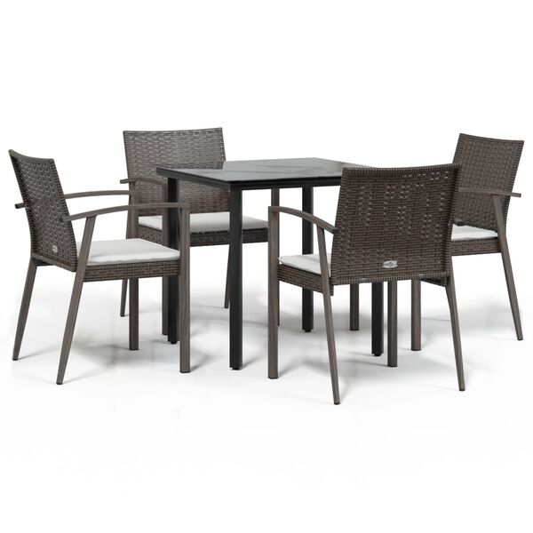 vidaXL Set Pranzo da Giardino 5pz con Cuscini in Polyrattan e Acciaio