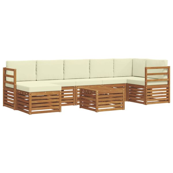 vidaXL Set divani 8 pcs Naturale e Crema Legno di Acacia Massello