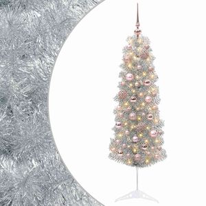 vidaXL Albero di Natale Artificiale Slim con Palline 150 cm 150 LED