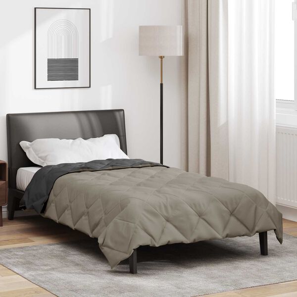 vidaXL Duvet Estivo Grigio chiaro e Antracite 200 x 140 cm Microfibra