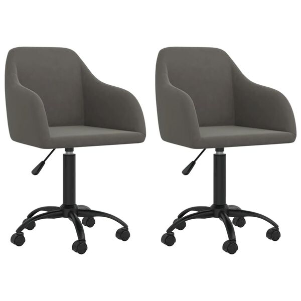 vidaXL Sedie da Pranzo Girevoli 2 pz Grigio Scuro in Velluto