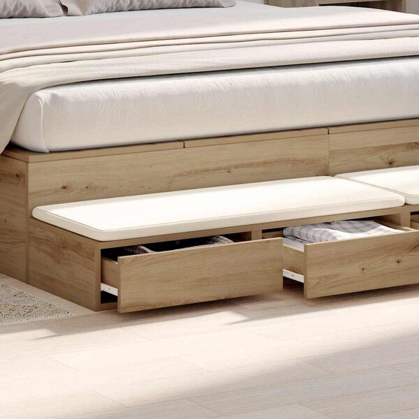 vidaXL Cassetti per letto Rovere artigianale 200 x 36,5 x 16,5 cm