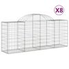 vidaXL Cesti Gabbioni ad Arco 8 pz 200x50x80/100 cm Ferro Zincato