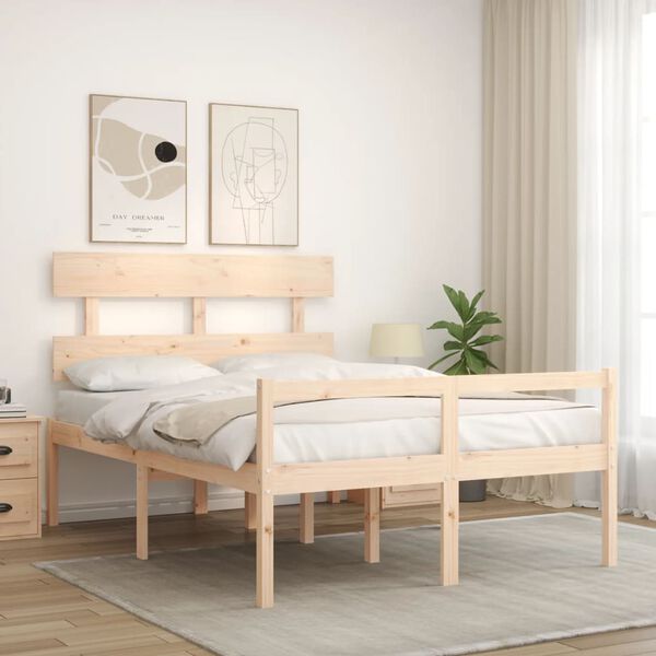 vidaXL Letto per Anziani con Testiera 140x200 cm in Legno Massello