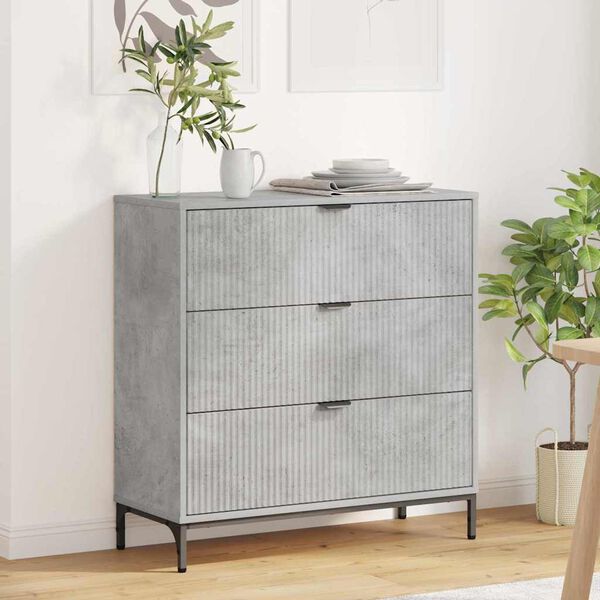 vidaXL Credenza Grigio cemento 79,5 x 33 x 82 cm Legno multistrato