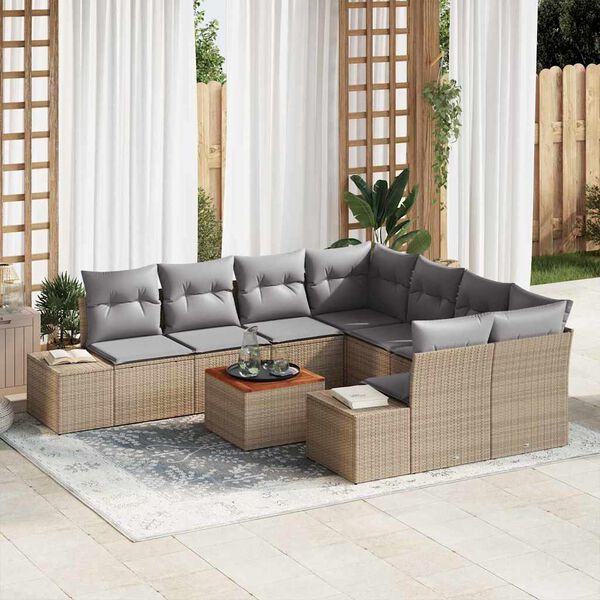 vidaXL Set Divano da Giardino 9 pcs beige e grigio chiaro
