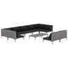 vidaXL Divani da Giardino 10 pz con Cuscini in Polyrattan Grigio Scuro