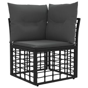 vidaXL Modulo Divano Angolare da Esterno Nero polyrattan