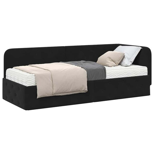 vidaXL Cornice del letto ad angolo Nero 80 x 200 cm Velluto