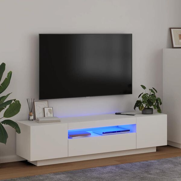 vidaXL Mobile Porta TV con Luci LED Bianco 160x35x40 cm