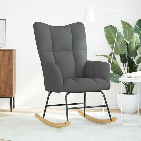 vidaXL Sedia a Dondolo Grigio Scuro in Tessuto