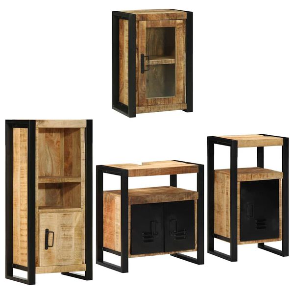 vidaXL Set di mobili per il bagno 4 pcs Legno di Mango Massello