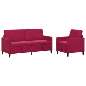 vidaXL Set di Divani con Storage 2 pz Rosso Vino Poliestere