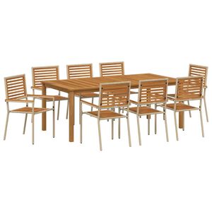 vidaXL Set da Pranzo per Giardino 9 pz Beige Legno di Acacia Massello