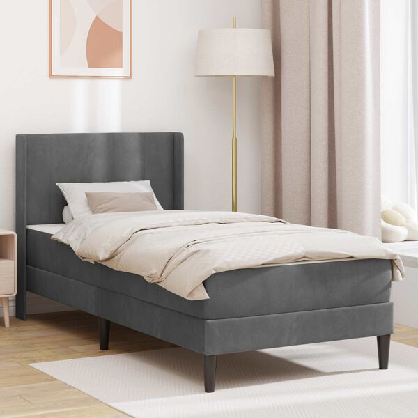 vidaXL Struttura letto con materasso Grigio scuro 90 x 200 cm Velluto