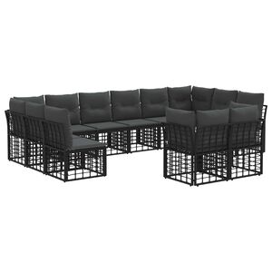 vidaXL Set di divani da esterno Nero e Grigio scuro Poliestere