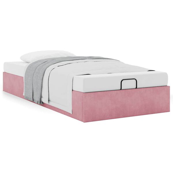 vidaXL Struttura Letto Pouf Senza Materasso Rosa 90x190 cm Velluto