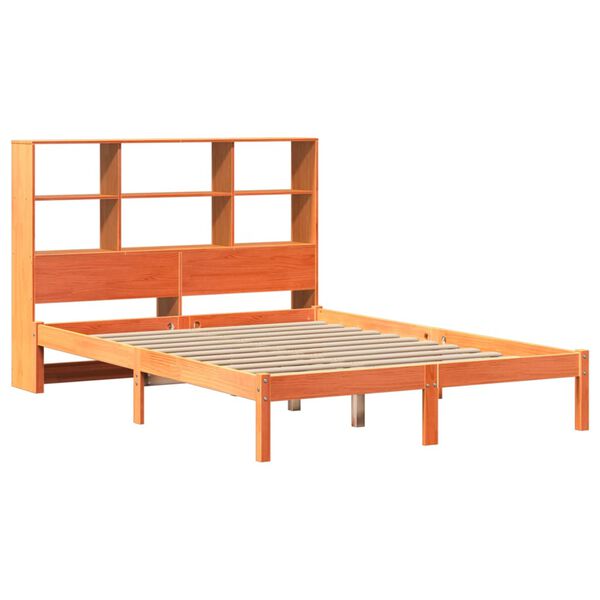 vidaXL Letto Libreria senza Materasso Marrone Cera 150x200 cm in Pino