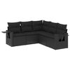 vidaXL Set Divani da Giardino 5 pz con Cuscini in Polyrattan Nero