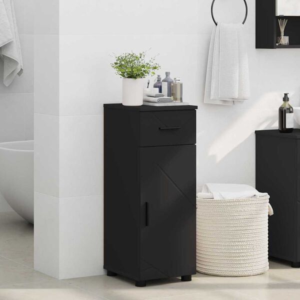 vidaXL Mobile da Bagno con cassetto con porta Nero 30 x 35 x 80 cm