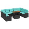 vidaXL Set Divano da Giardino 10 pz Nero Poly Rattan