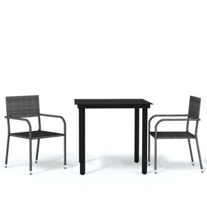 vidaXL Set Mobili da Pranzo per Giardino 3 pz Grigio