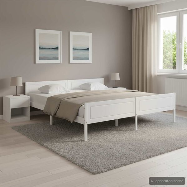 vidaXL Giroletto Bianco in Legno Massello di Pino 200x200 cm
