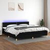 vidaXL Letto a Molle Materasso e LED Nero 200x200cm in Tessuto