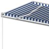 vidaXL Tenda da Sole Retrattile Automatica e Pali 4,5x3 m Blu e Bianca