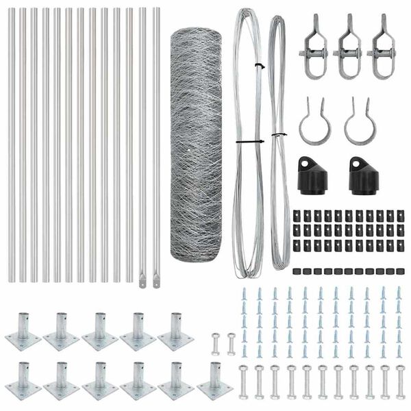vidaXL Palo della recinzione Argento 25 x 0,6 m (maglia 36 mm) Acciaio