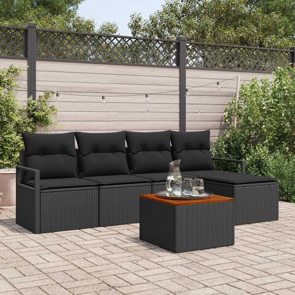 vidaXL Set Divano da Giardino 6 pcs Nero